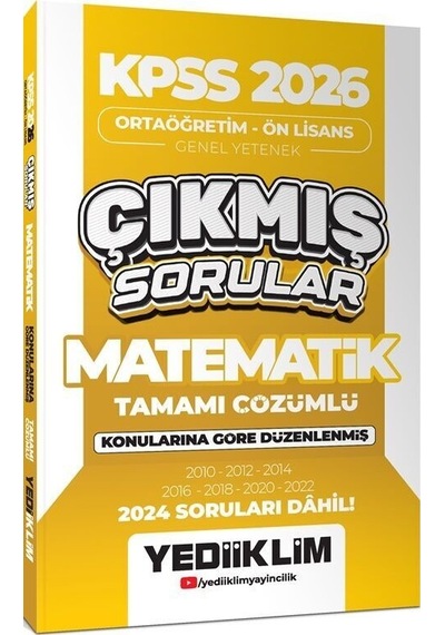 2026 Kpss Ortaöğretim Önlisans Matematik Konularına Göre Çıkmış Sorular Yediiklim Yayınları