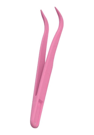 Koodmax Hassas Elektronik Ve El Sanatları Tamir Cımbızı Sert Plastik 11cm Kavisli Cımbız Koyu Pembe