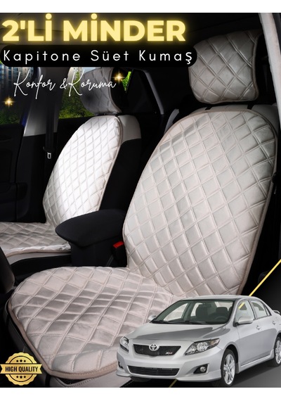 Toyota Corolla Uyumlu 2'li Süet Oto Koltuk Minderi Terletmez Universal Oto Aksesuar A4 Bej