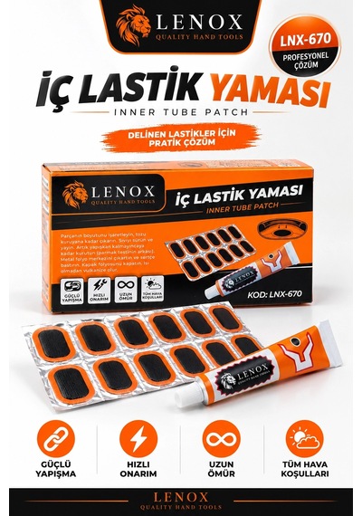İç Lastik Yama Seti Yapıştırıcılı Bisiklet Lastik Tamir Kiti Pratik Onarım Seti Lenox Lnx-670