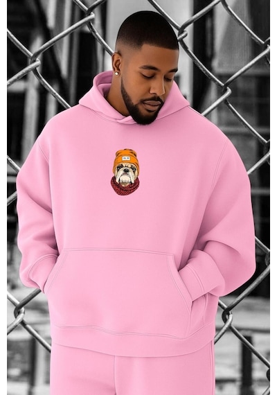 Benroma 3 İplik Penye Buldog Büyük Beden Sweatshırt Pembe