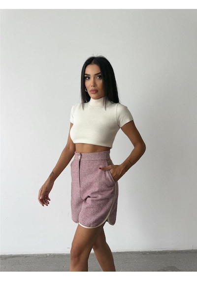 Moderie Butik Kaşe Kısa Şort - Gül Kurusu Gülkurusu