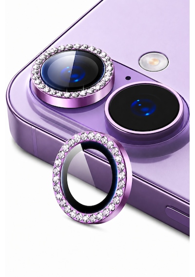 Apple iPhone 17 Uyumlu Taşlı Kamera Lens Koruyucu Lavanta