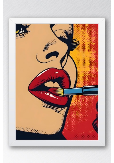 Ruj Süren Kadın Çerçeveli Tablo - Pop Art Poster Tablo