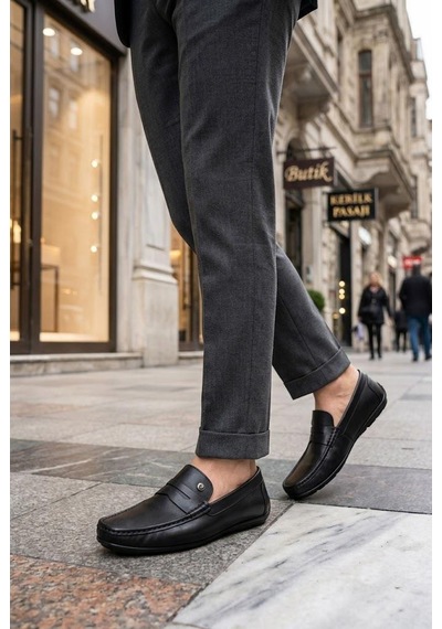 Pierre Cardin 90220 Rahat Esnek Hakiki Deri Erkek Loafer Ayakkabı Siyah