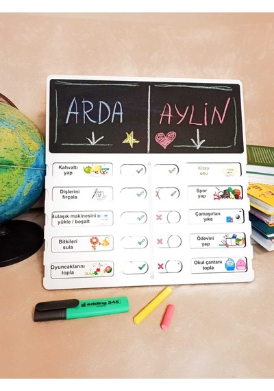 Çocuk Görev Tablosu Ahşap Eğitici Oyuncak - Montessori Günlük Rutin Çizelgesi