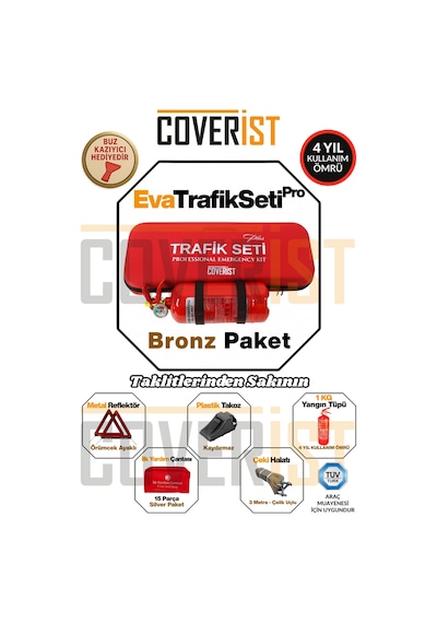 Eva Trafik Seti Plus - 1 Kg Yangın Tüpü - 4 Yıllık - Kırmızı - Bronz Paket