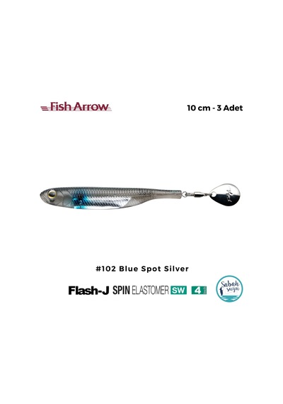 Fish Arrow Flash J Spin Elastomer Sw 10cm 4'' 102 Blue Spot Silver Silikon Balık 3 Adet