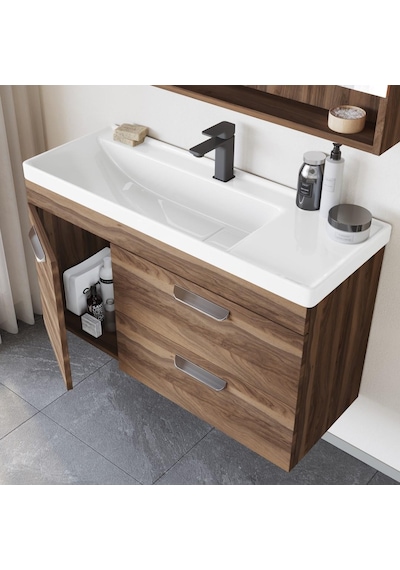 Orka Nova Iskoç Ceviz Banyo Dolabı Alt Modül Lavabo 100 Cm Ceviz Orka Nova Iskoç Ceviz Banyo Dolabı Alt Modül Lavabo 100 Cm Ceviz