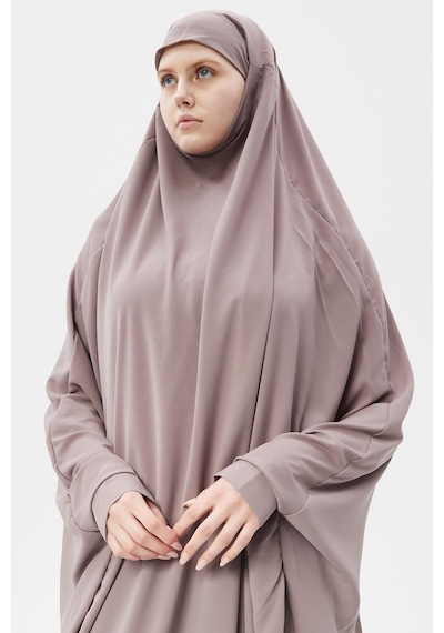 Altobeh Kadın Tesettür Medine İpeği Çarşaf Üstü Peçeli Sufle Hijab Koyu Gül Kurusu