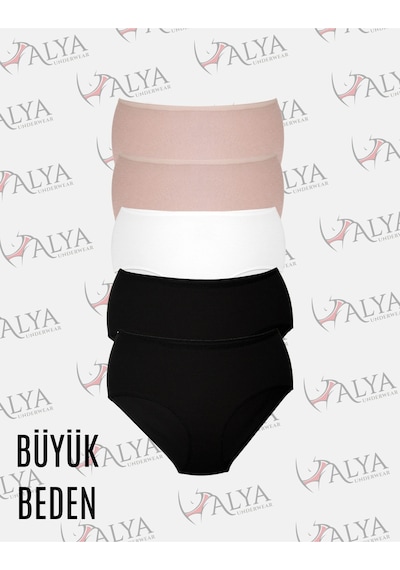 Alya Underwear Kadın Extra Battal Külot - 5 Adet Beyaz 8xl, 9xl, 10xl Çok Renkli