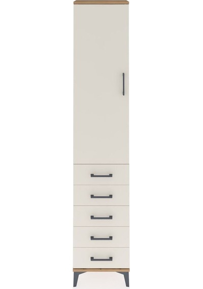 Arges Dolap 3 Raflı 5 Çekmeceli Tek Kapaklı 44x30x221 Çam-aytaşı Çam