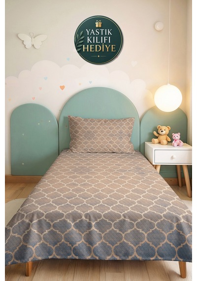 Bej Geometrik Modern Tek Kişilik Pike Takımı - Gri Kapitone Mevsimlik Yatak Örtüsü 160x220 Cm Mor