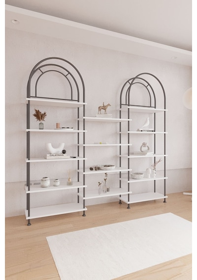 Çevir Kur Bohem Beyaz Kitaplık Çok Amaçlı Dekoratif Dolap & Raf 199x203x29 Beyaz