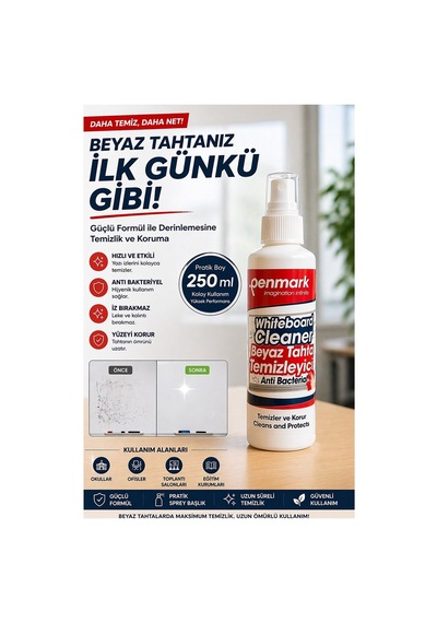 Beyaz Tahta Temizleyici Spreyi 250 Ml 1 Adet Penmark Tahta Spreyi Sınıf Okul Tahta Spreyi Beyaz Yazı Tahtası Spreyi Çok Renkli