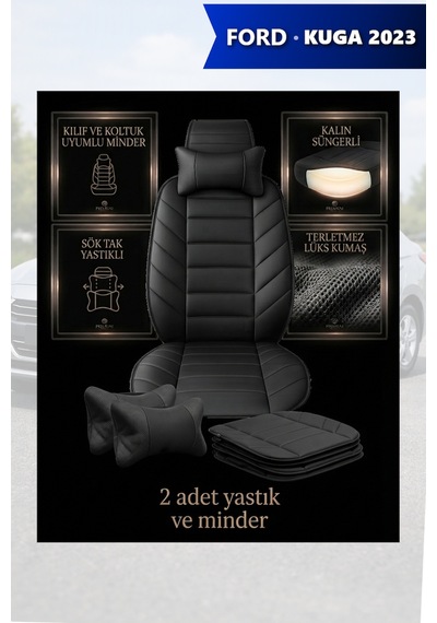 Kuga 2023 Uyumlu Premium Siyah Renk Lüks 2 Adet Minder Ve Yastık