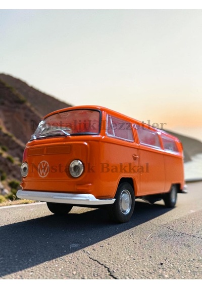 Nostaljik Turuncu Volkswagen Type 2 1/32 Ölçek Metal Çek Bırak Kapılar Açılır Model Araba Çok Renkli