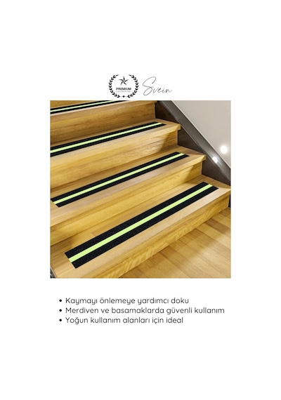 Bant 3 Adet Fosforlu Kaydırmaz Merdiven Bandı 5 Cm X 3 M Fotolümenli Yeşil Zemin Güvenlik Basamak