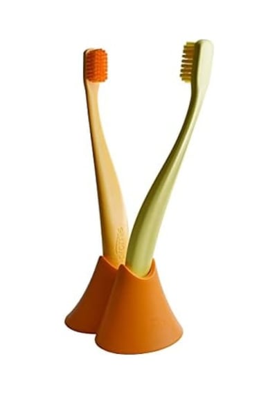 Promis Bioplastik Fırça Tutacağı 2&apos Li Turuncu Açık Ahşap