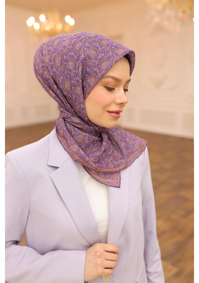 Silk Home Soft Eşarp 73077-02 Erguvan, Pudra, Taba
