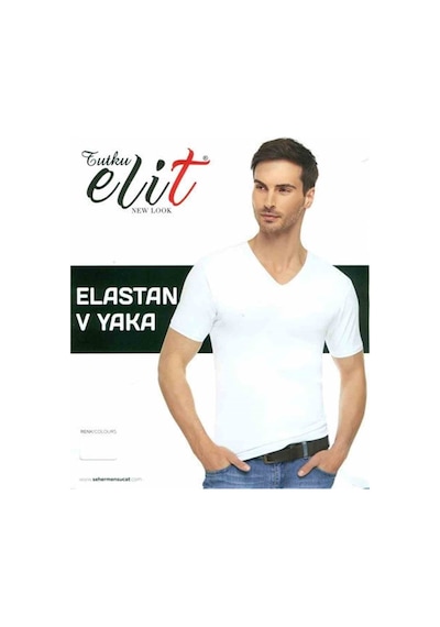 Tutku Elit Erkek Elastan V Yaka Fanila 6 'lı Paket 1303 Beyaz