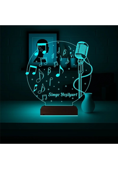 Luvivia Müzik Nota Müzisyen Hediye Kişiye Özel 3d Lamba - Masa Gece Lambası