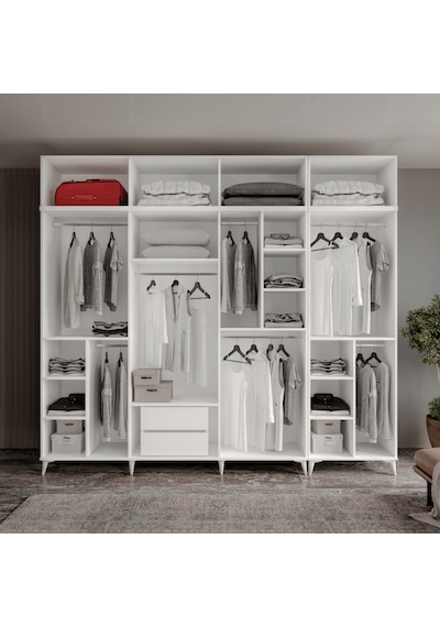 Guneystore Milas Gold 8 Kapaklı %100 Mdf Ayaklı Yüklüklü Gardırop