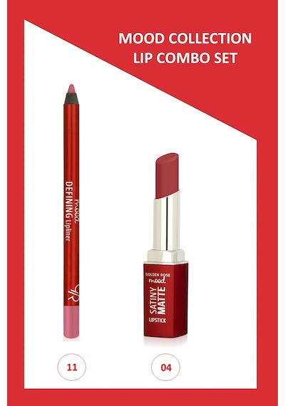 Mood Lip Combo Set - Defining Dudak Kalemi No:11 - Satiny Matte Ruj No:04