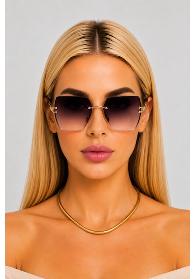 Kadın Güneş Gözlüğü Kristal Kare Kristal Kesim Uv400 Filtre Korumalı Çok Renkli 96289900