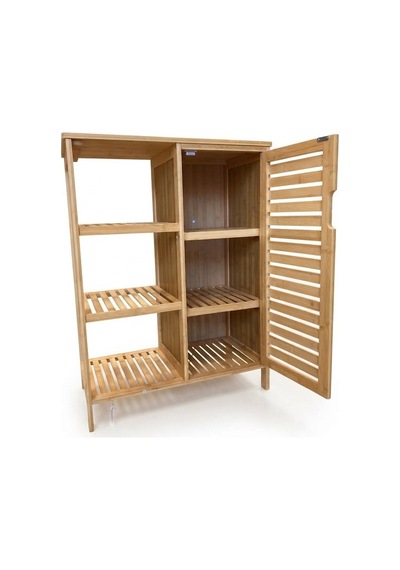 Panalı Bambu Çekmeceli Dolap 88 X 66 X 33 Cm Bej