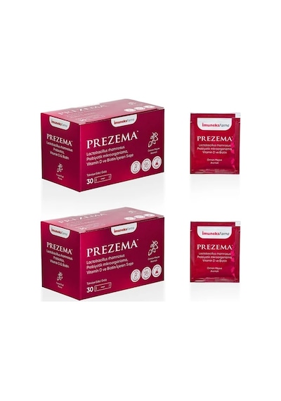 İmuneks Farma Prezema™ Lactobacillus rhamnosus Probiyotik mikroorganizma, Vitamin D, ve Biotin İçeren Takviye Edici Gıda 30 Saşe x 2 Adet