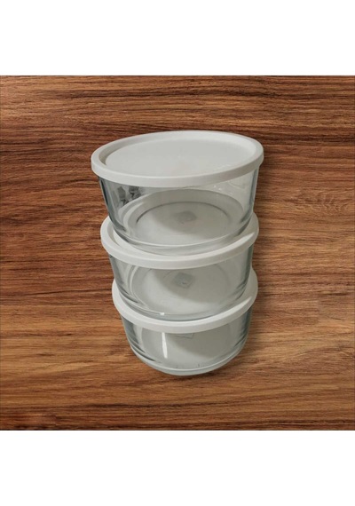 Feyzade Round Saklama Kabı 1490 Cc X 3 Adet Beyaz Kapaklı Karışık