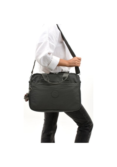 Ss 3027 Unisex Krinkıl Suya Dayanıklı Laptop Bölmeli Çapraz-el Askılı Evrak Ve Laptop Çantası Koyu Gri