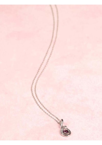 Brezza Lusso Jewelry Ametist Taşlı Minik Kalp Kadın Gümüş Kolye 45 CM