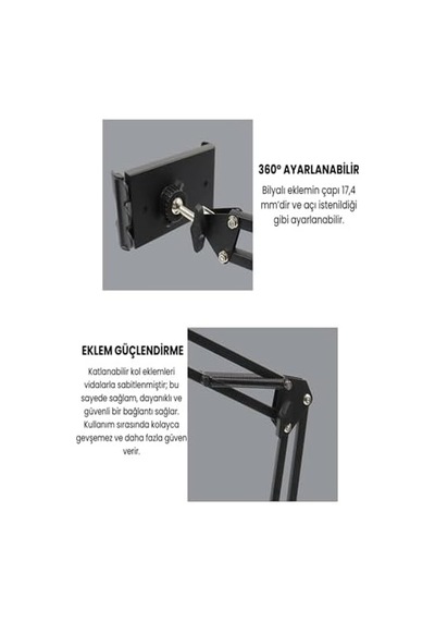 Akrobatik Stant Masaüstü 3.5-10.6" İnch Metal Gövde Tablet Ve Telefon Tutucu Standı J6