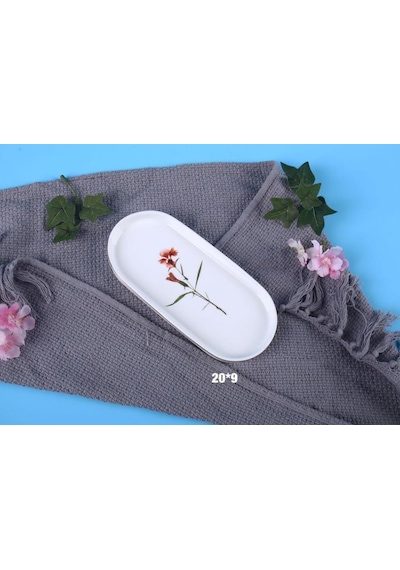 Royking Lavander 20x9 Cm Kayık Tabak Kırmızı Çiçek Scs 016