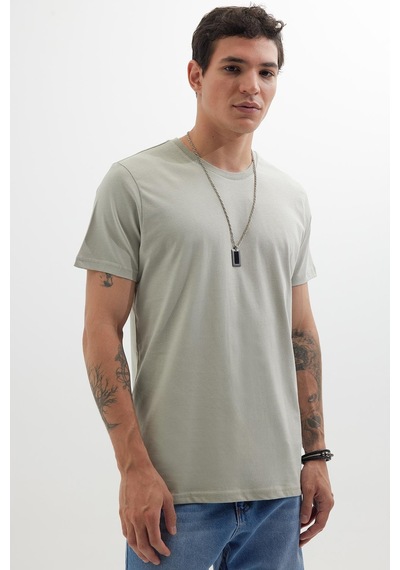 Tudors Unisex Slim Fit Dar Kesim %100 Pamuk Yumuşak Dokulu Gri Bisiklet Yaka Tişört-33603 Gri