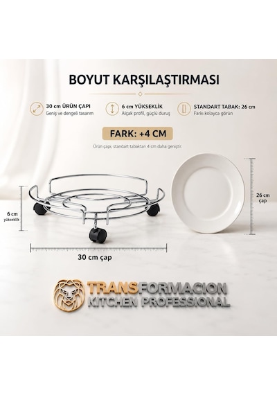 Transformacion Tekerlekli Saksı Tüp Damacana Altlığı - Taşıyıcı Mutfak Tüpü Taşıyıcı 30 Cm Çap 3 Tekerle Diğer