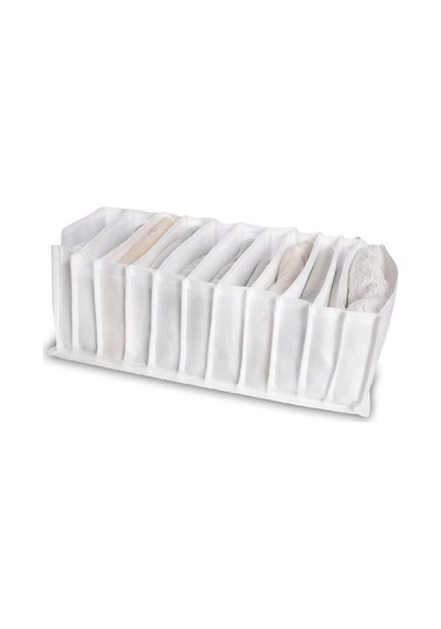 Medium 11 Gözlü Çekmece Içi Düzenleyici Organizer 16 X 40 X 12 Kumaş Beyaz Diğer
