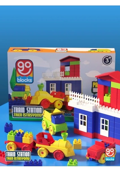 Go Blocks Train Station 100 Parça Yapı Blok Seti Yapı Oyuncakları Mega Blok