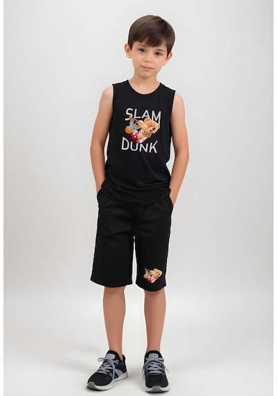 Fyk Kids Erkek Çocuk Slam Dunk Baskılı Alt-üst Takım Siyah