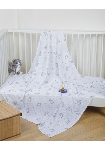 Kuzu Müslin Örtü 120X120 Cm - Gri-Sarı Gri - Sarı
