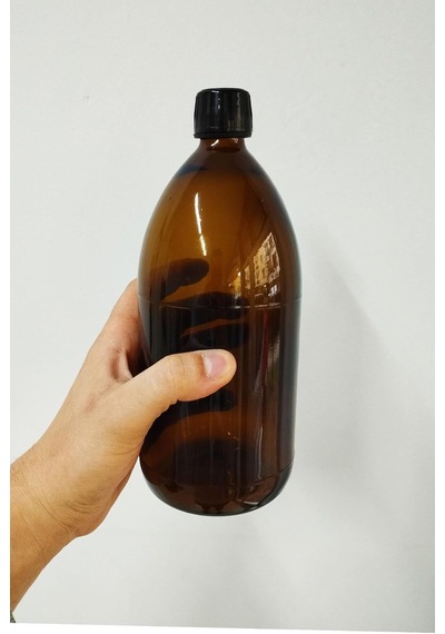 Amber Ecza Şişesi, 1000 Ml, Kahverengi Cam, Plastik Contalı Kilit Kapak, Hava Ve Sıvı Sızdırmaz, 28mm Ağız Çaplı, Parfüm Demlemek İçin Uygun, 6 Adet 1000, Siyah Kapak