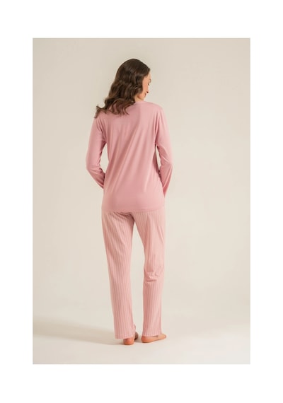 Angbutik Pierre Cardin Pc9294-s Kadın Uzun Kollu Pijama Takımı Gül kurusu