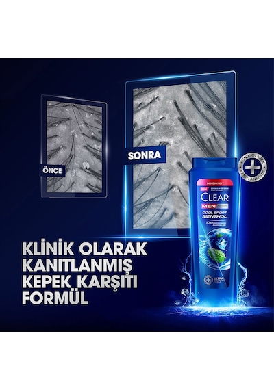 Clear Men Kepeğe Karşı Etkili Şampuan Cool Sport Menthol 600 Ml X3