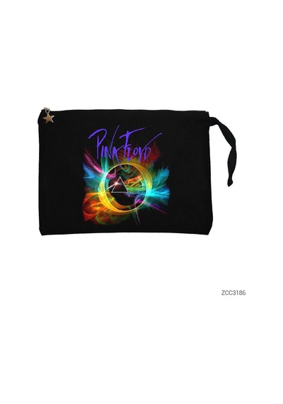 Zepplin Giyim Pink Floyd Smoke Siyah Clutch Astarlı Cüzdan / El Çantası Siyah