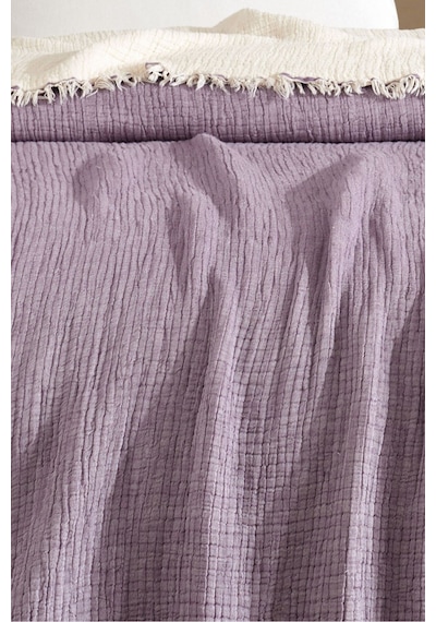Varol Tek Kişilik 5 Katlı %100 Pamuk Müslin Yatak Örtüsü - Lila Lıla/160x230cm Lila