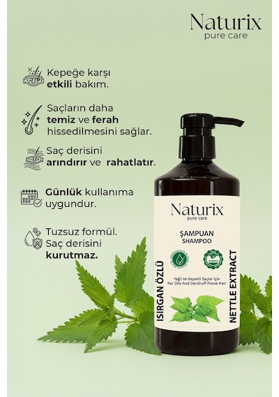 Naturix Isırgan Otu Özlü Tuzsuz Kepeğe Karşı Etkili Şampuan 600 ML