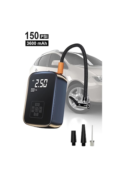 Kablosuz 3600 Mah Araç Kompresör 150 Psı Basınçlı Lastik, Bisklet