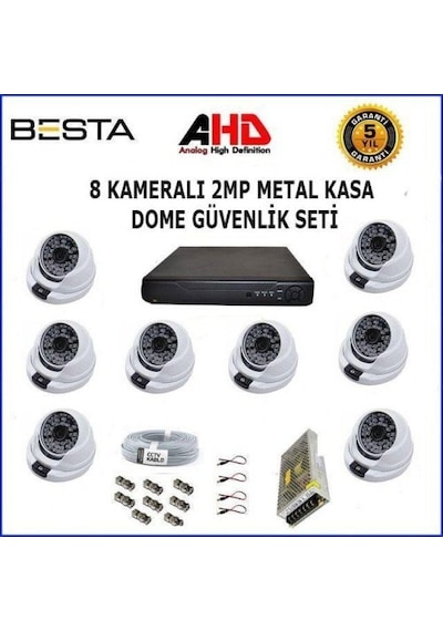 2mp Ahd 1080p Gece Görüşlü 8 Kameralı Dome Güvenlik Sistemi 69843268